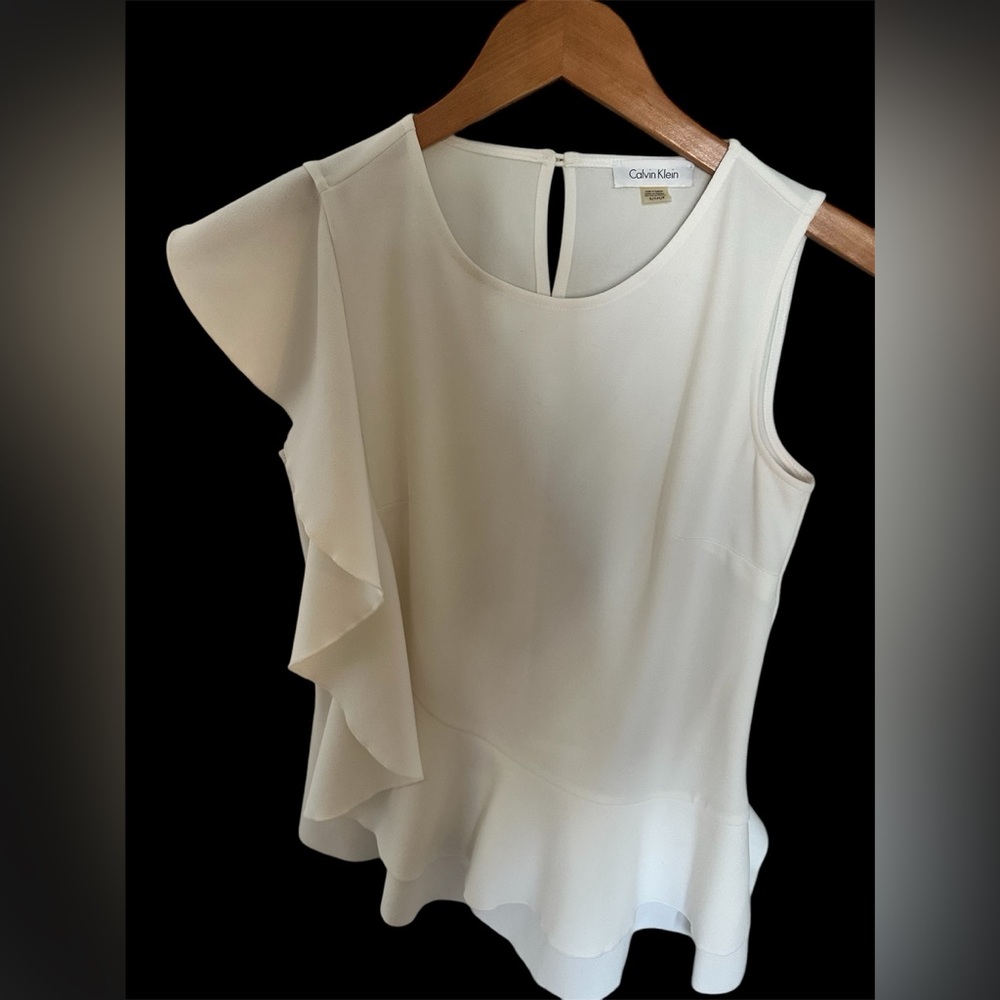 Calvin Klein Ruffle Hem Asymmetrical Top